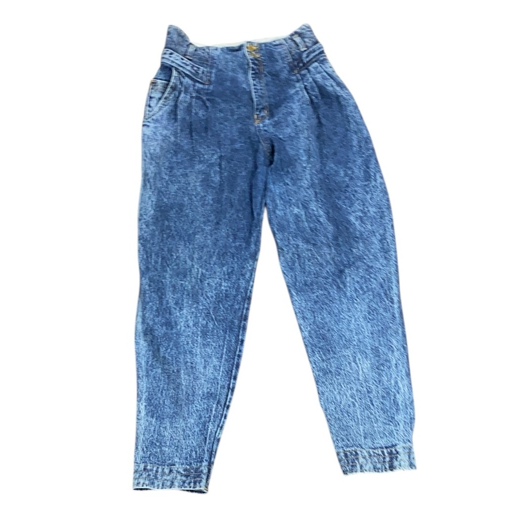 JM Jeanswear Vintage Acid Wash Pleated Mom Jeans Jogger Style Cuff Size 13